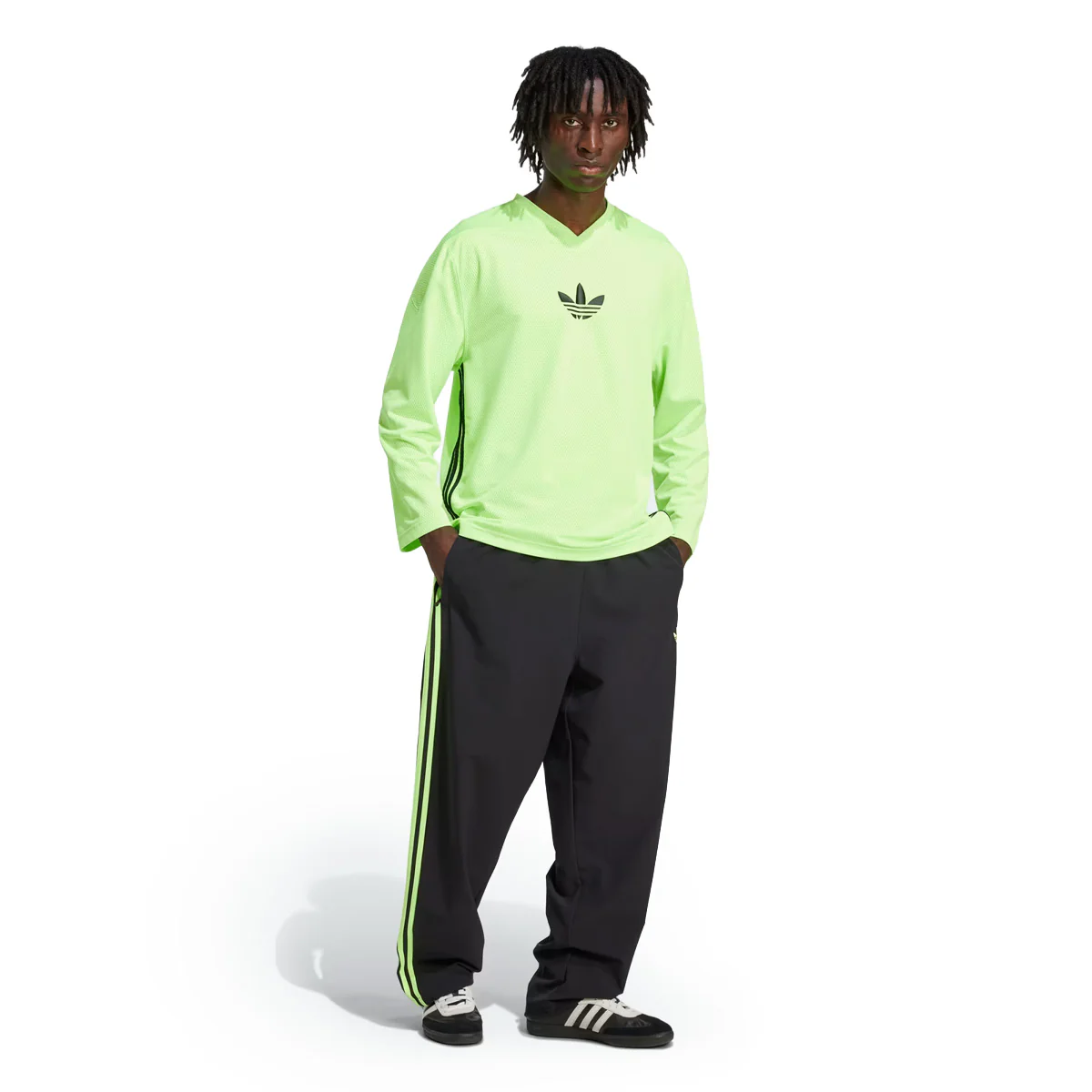 Adicolor Woven Drill Pant 'Black/Signal Green' - Image 2