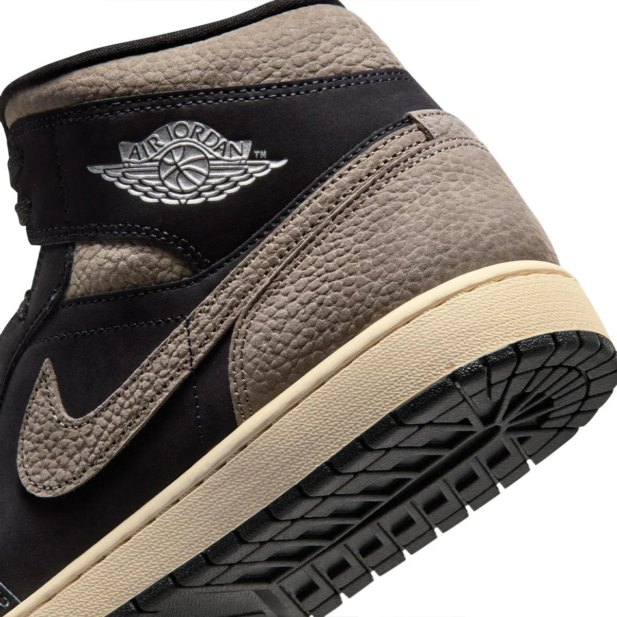 Air Jordan 1 Mid SE 'BLACK/OLIVE GREY-LT WILD MANGO' - Image 9