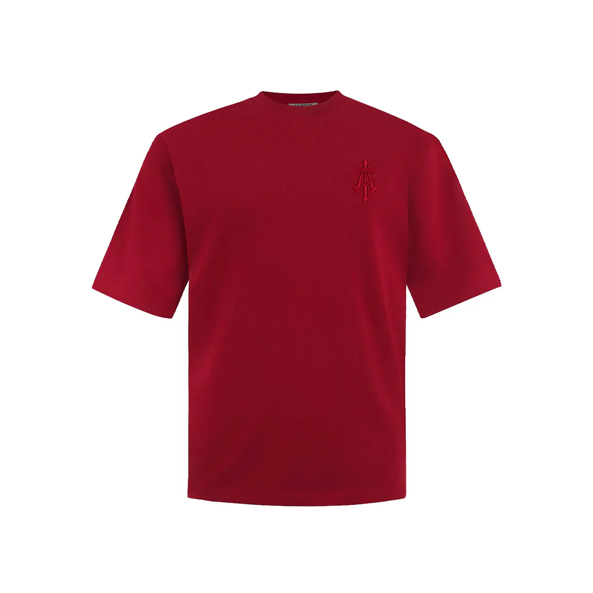 Alpha Cross Embroidered Tee In Red - Image 2