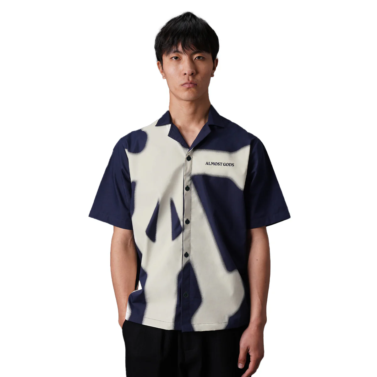 ALPHA CROSS SPRAY PAINT SHIRT IN NAVY