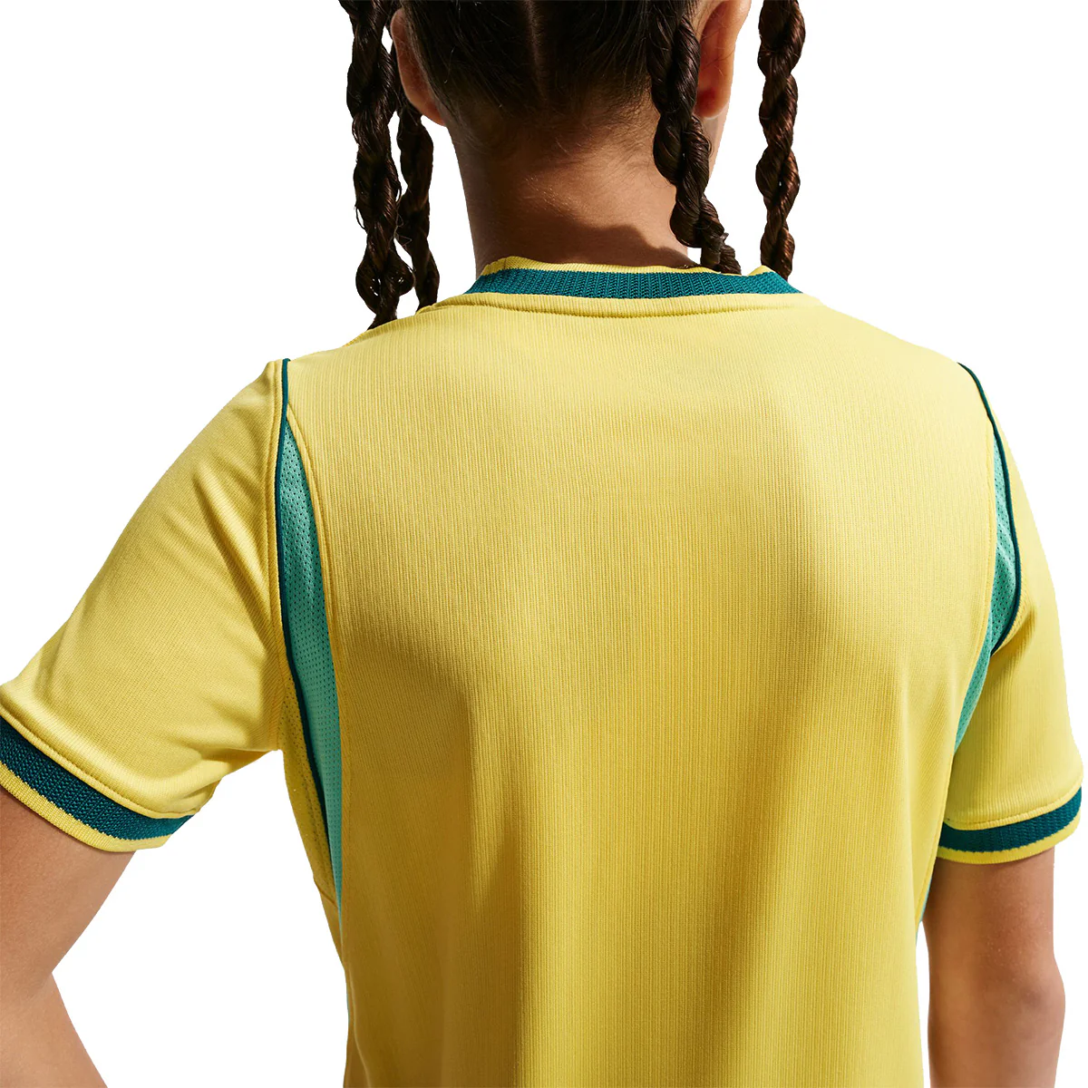 Big Kids' Brasil Dri-FIT Soccer Jersey 'CANARY/LIGHT MENTA/GEODE TEAL' - Image 6