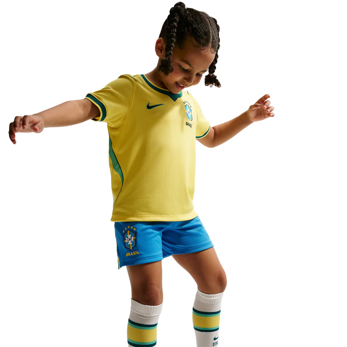 Brazil 2026 Stadium Home Little Kids' Soccer 3-Piece Kit 'CANARY/LIGHT MENTA/GEODE TEAL' - Image 4
