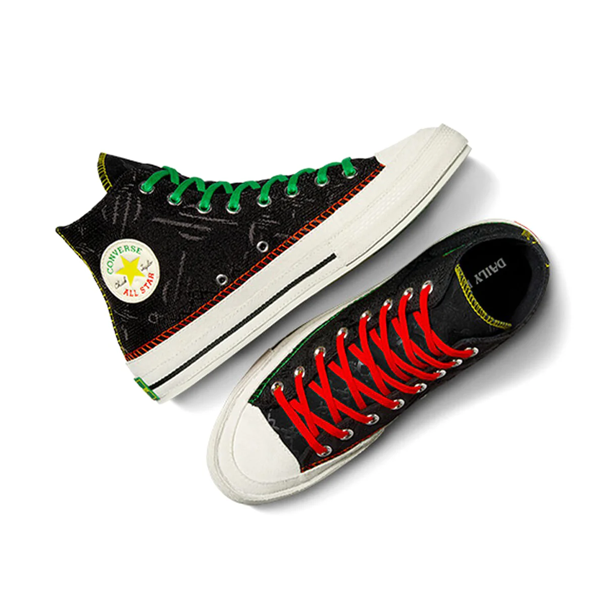 Daily Paper + Converse Chuck 70 High 'BLACK/EGRET/MULTI' - Image 4