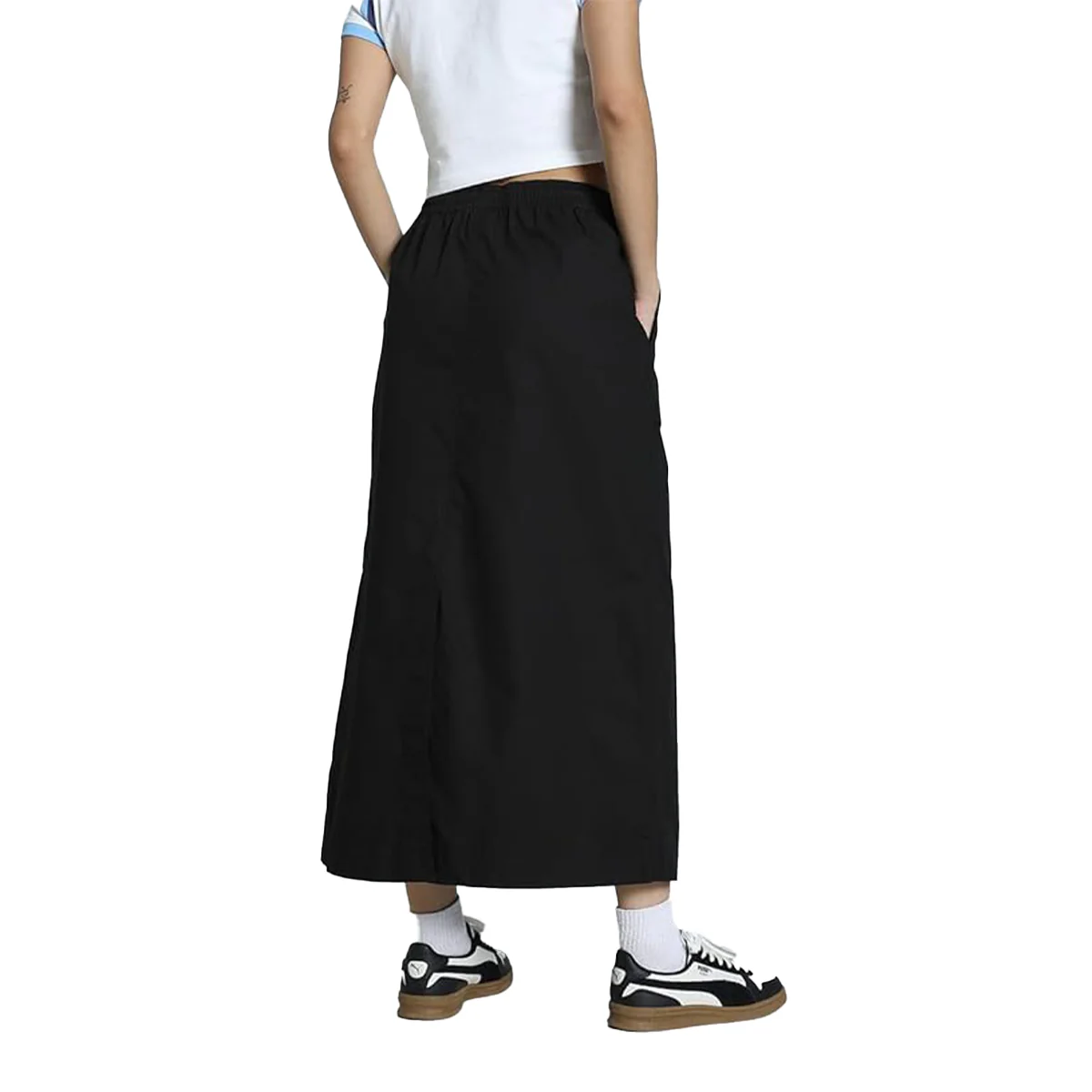 FUTURE.PUMA.ARCHIVE Women's Zip-Off Woven Maxi Skirt 'Puma Black' - Image 4