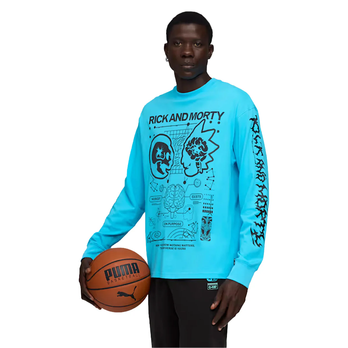 Hoops + Rick and Morty LS Tee ‘Bright Aqua’ - Image 3