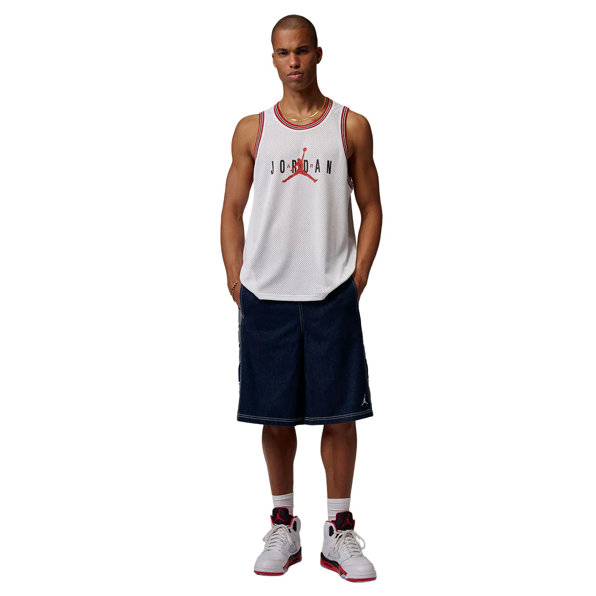 Jordan Brooklyn Mesh Jersey 'WHITE/GYM RED' - Image 10