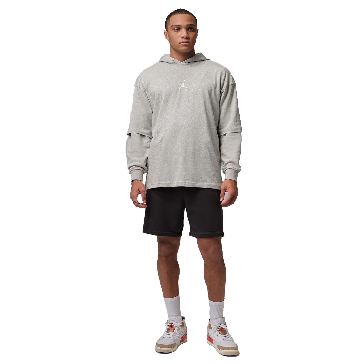 Jordan Flight Essentials Mens Oversized T-shirt 'GREY HEATHER/WHITE' - Image 2