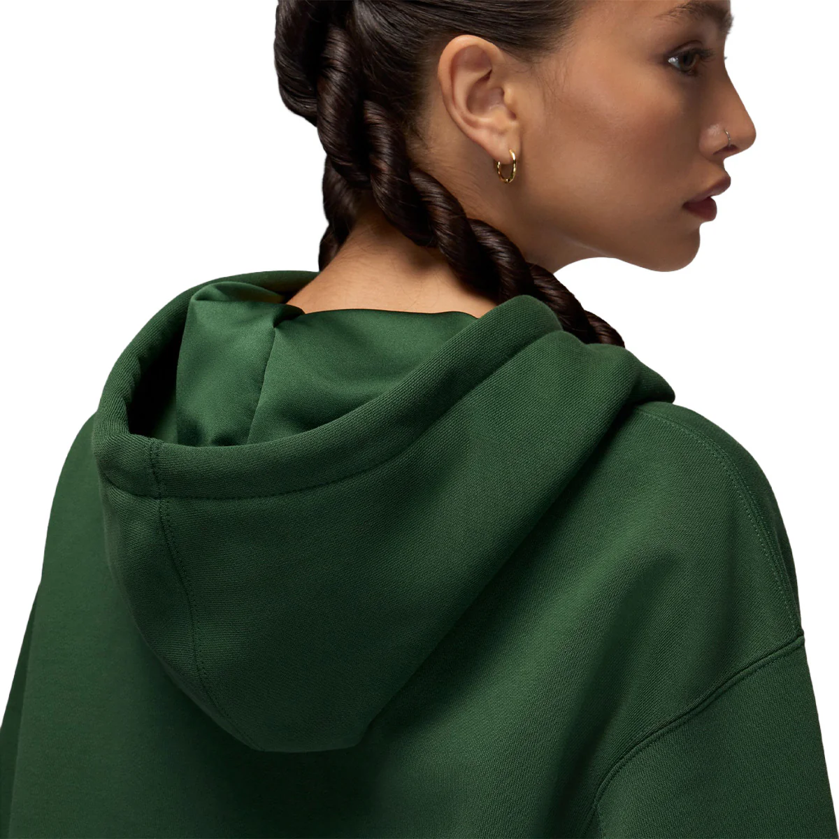 Jordan Flight Fleece Wmns Satin-Lined Pullover Hoodie 'FIR/MIDNIGHT GREEN' - Image 6