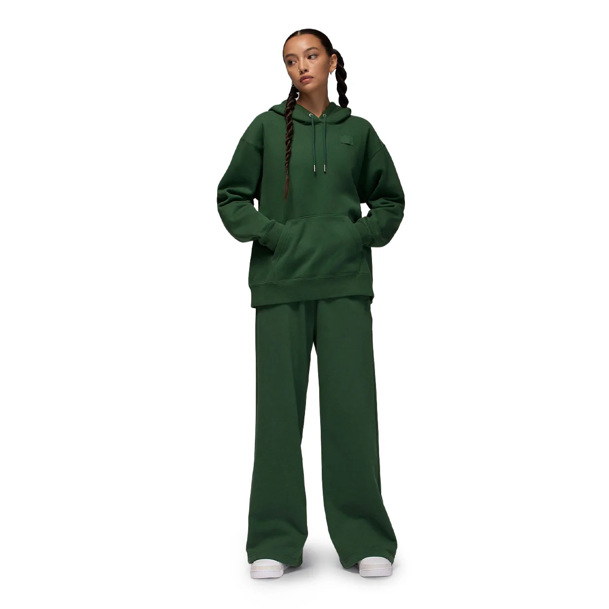 Jordan Flight Fleece Wmns Satin-Lined Pullover Hoodie 'FIR/MIDNIGHT GREEN' - Image 7