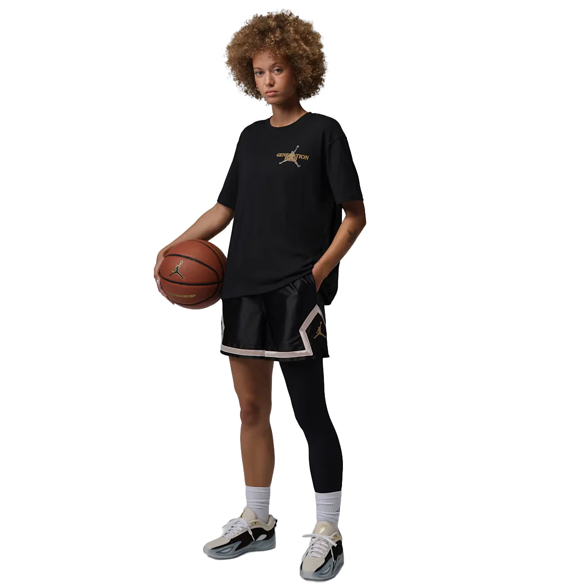 Jordan Sport Women's Dri-FIT 4" Diamond Shorts 'Black/Metallic Gold' - Image 2