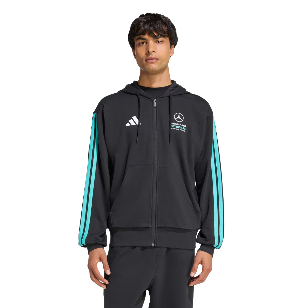 '+ MERCEDES - AMG PETRONAS FORMULA 1 TEAM DNA FULL ZIP HOODY 'Black / Semi Mint Rush' - Image 2