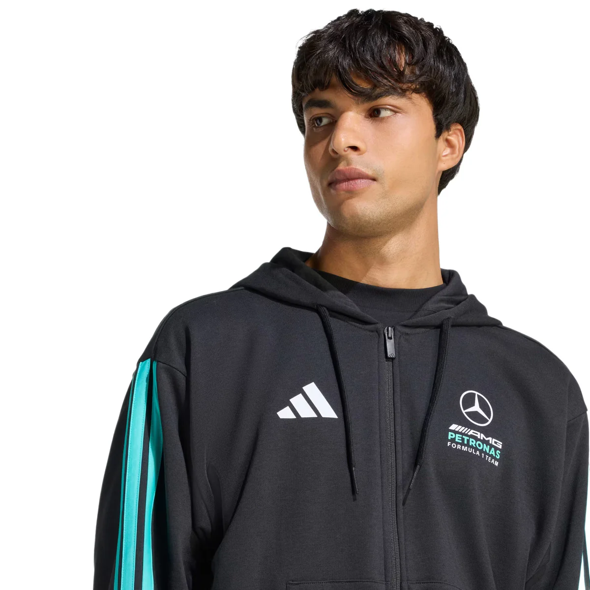 '+ MERCEDES - AMG PETRONAS FORMULA 1 TEAM DNA FULL ZIP HOODY 'Black / Semi Mint Rush' - Image 3