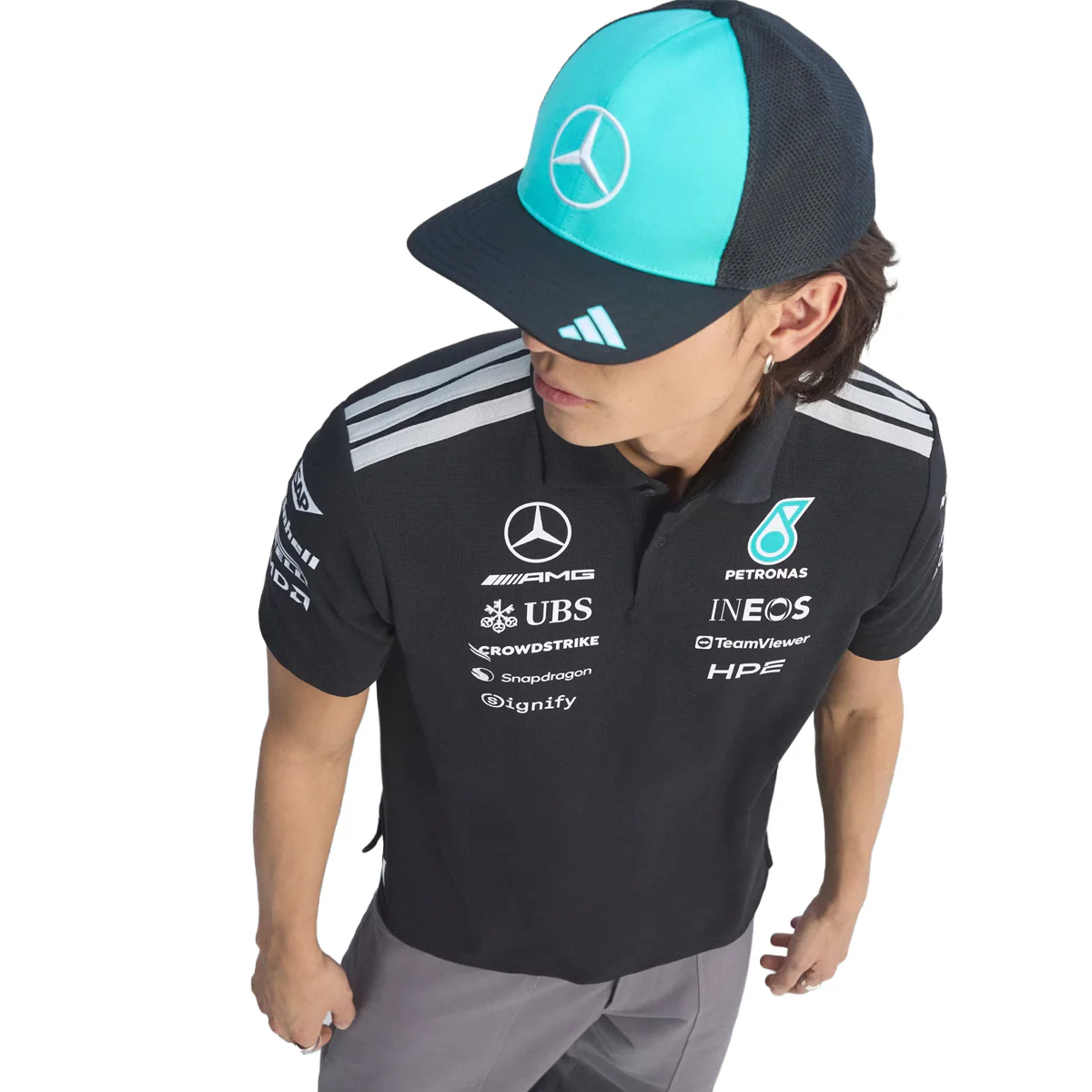 + MERCEDES - AMG PETRONAS FORMULA 1 TEAM ENGINEERS POLO Shirt 'Black' - Image 4