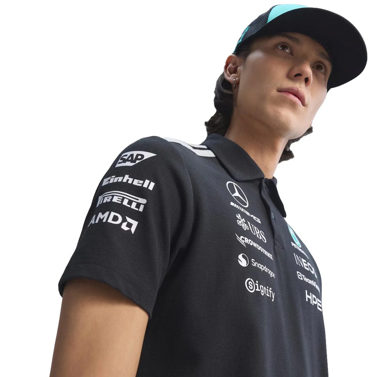 + MERCEDES - AMG PETRONAS FORMULA 1 TEAM ENGINEERS POLO Shirt 'Black' - Image 5