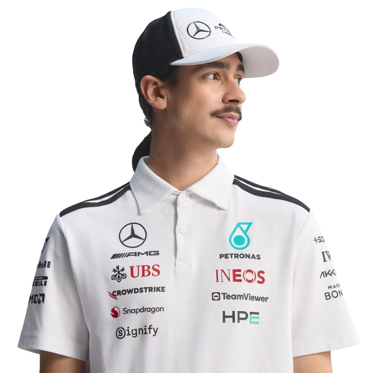 + MERCEDES - AMG PETRONAS FORMULA 1 TEAM ENGINEERS POLO Shirt 'White' - Image 5