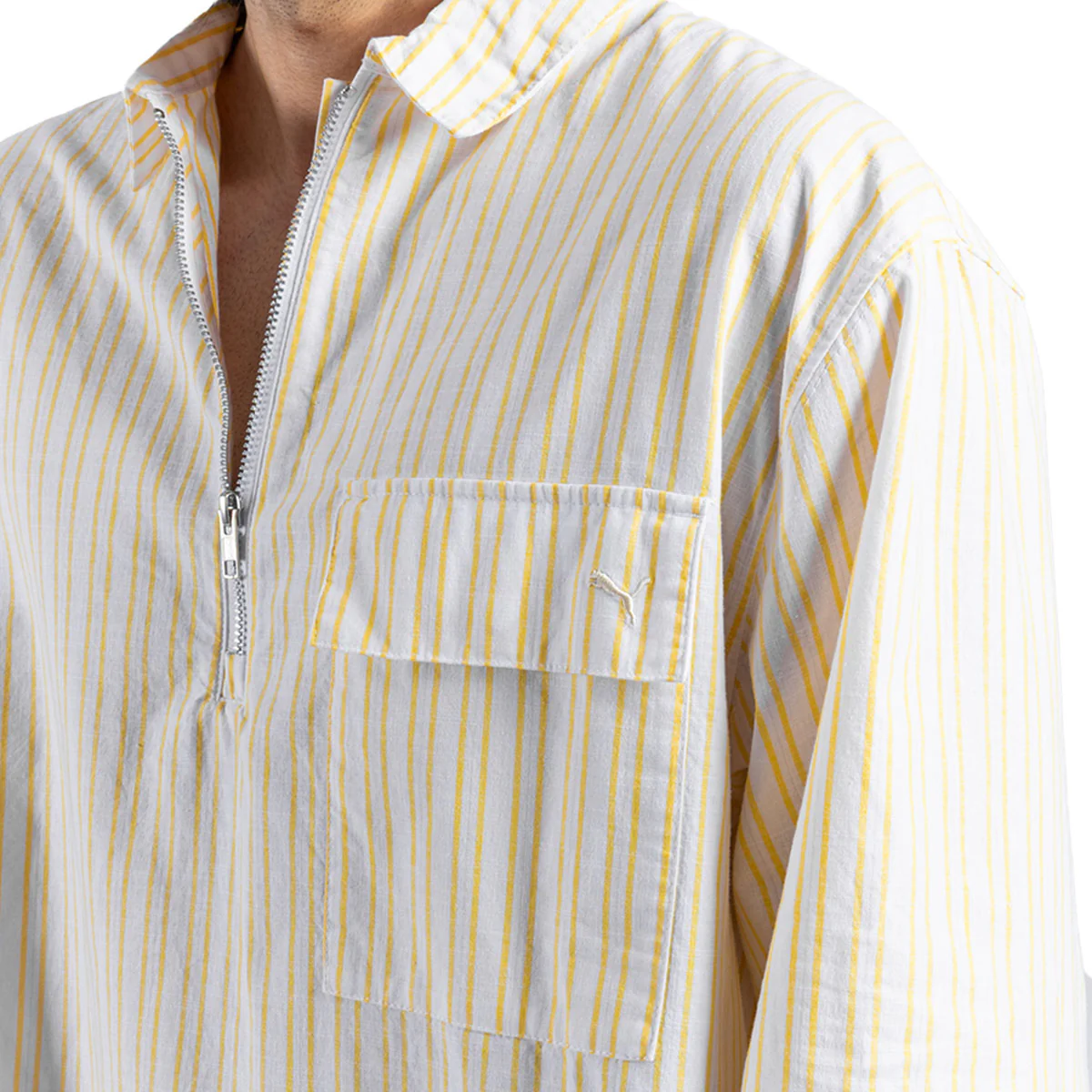 MMQ Men's Half-Zip Relaxed Fit Shirt 'Sunny Yellow' - Image 3