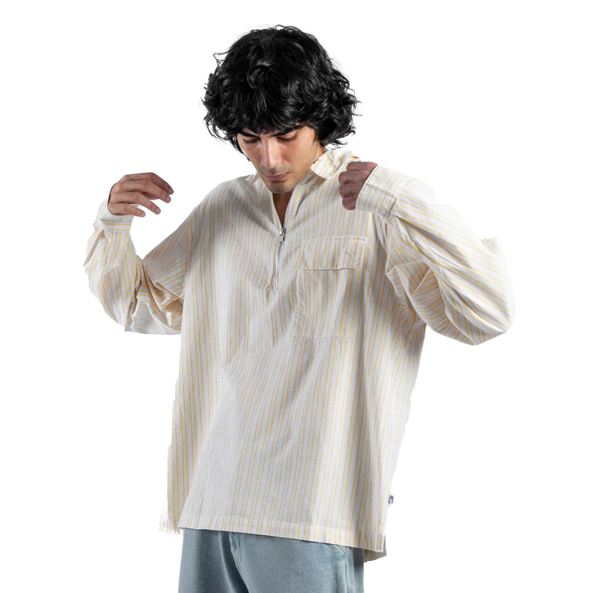 MMQ Men's Half-Zip Relaxed Fit Shirt 'Sunny Yellow' - Image 4