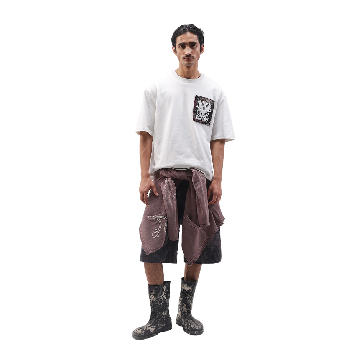 Templar Jacquard Boxy Tee in White