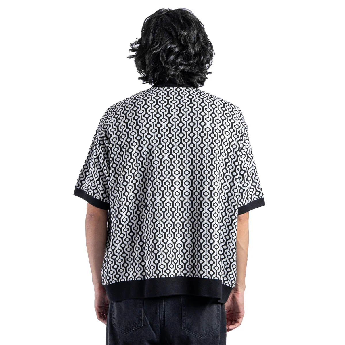 Testament Button Front Polo Ss Bkm - Image 4