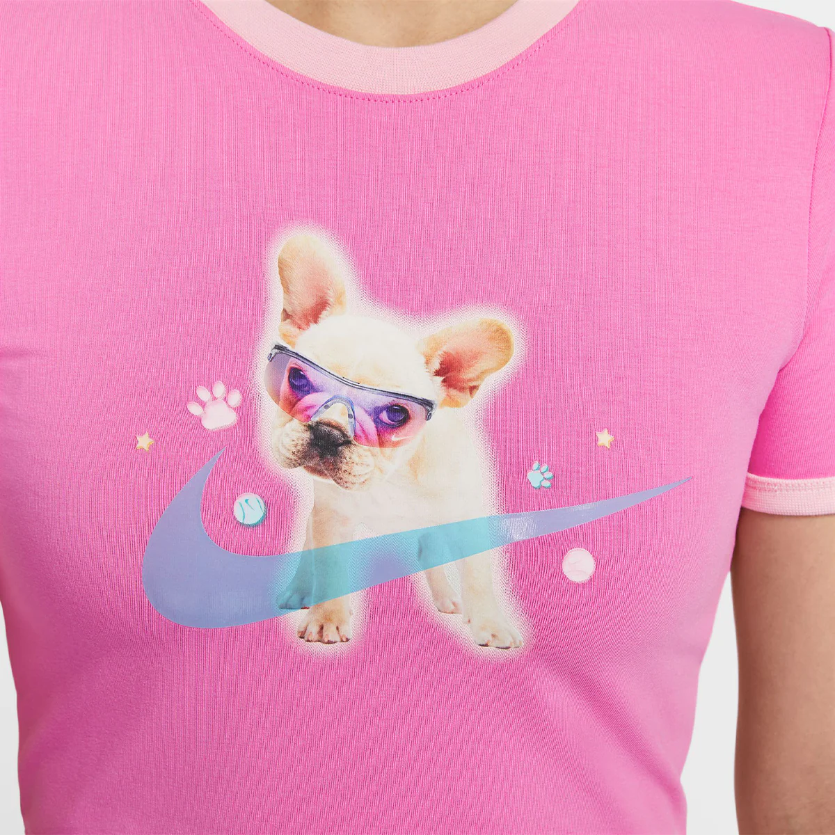 Women's Slim Cropped T-Shirt 'Pink' - Image 3