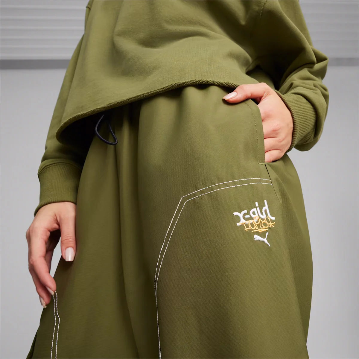 X - GIRL Cargo Pants 'Olive Green' - Image 3