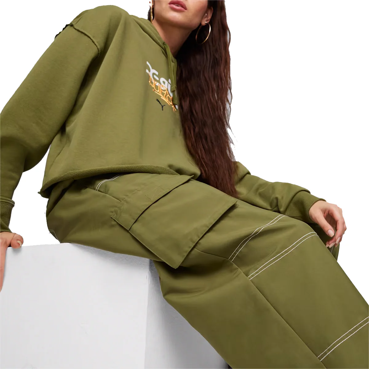 X - GIRL Cargo Pants 'Olive Green' - Image 4
